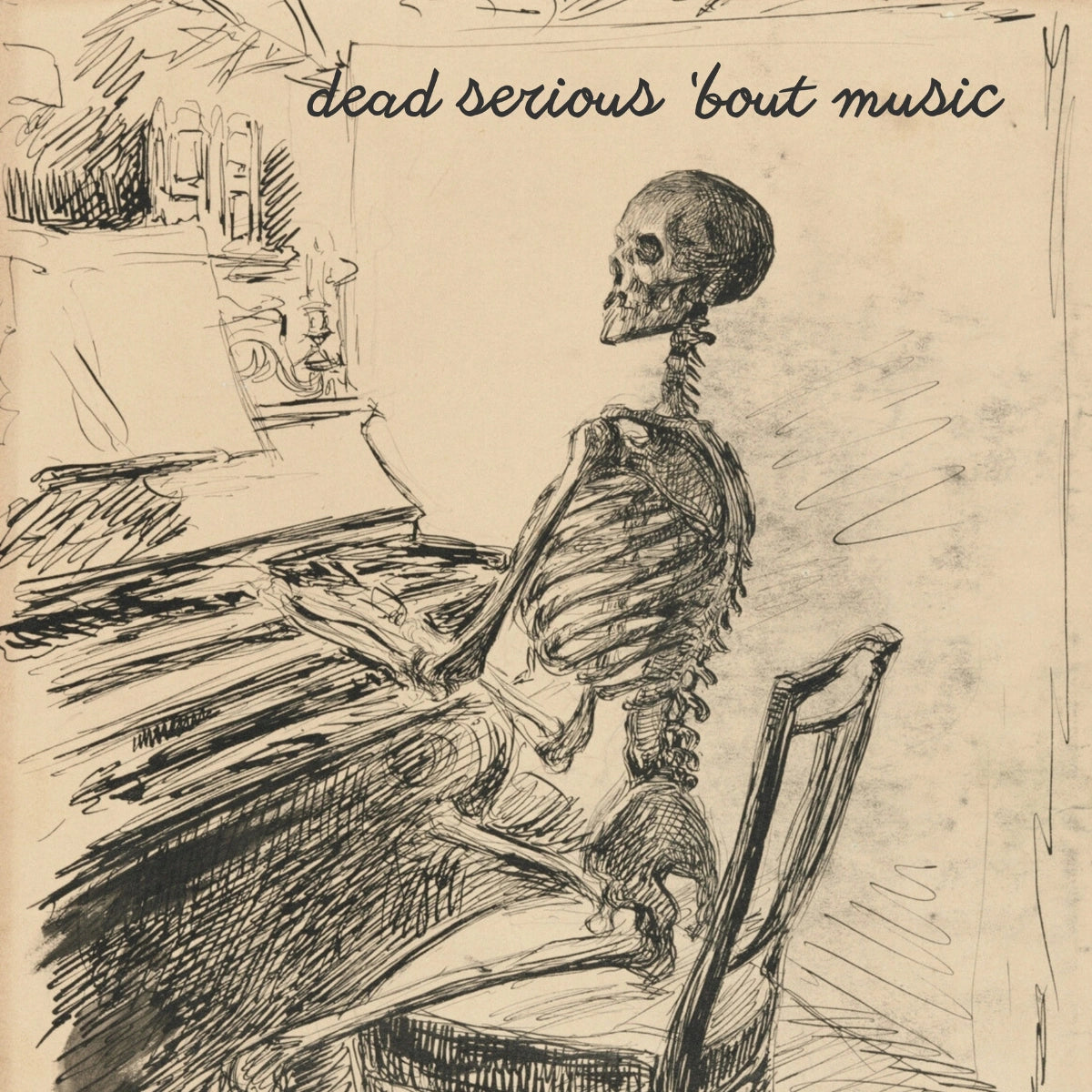 Skeleton Piano Art Print – Halloween Decor
