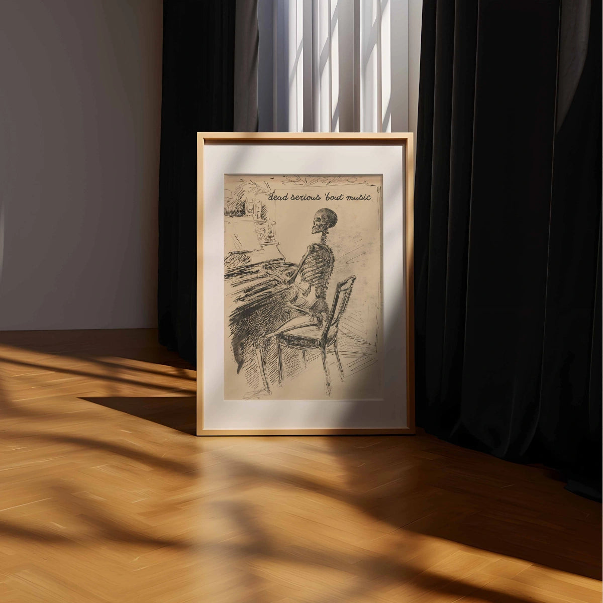 Skeleton Piano Art Print – Halloween Decor