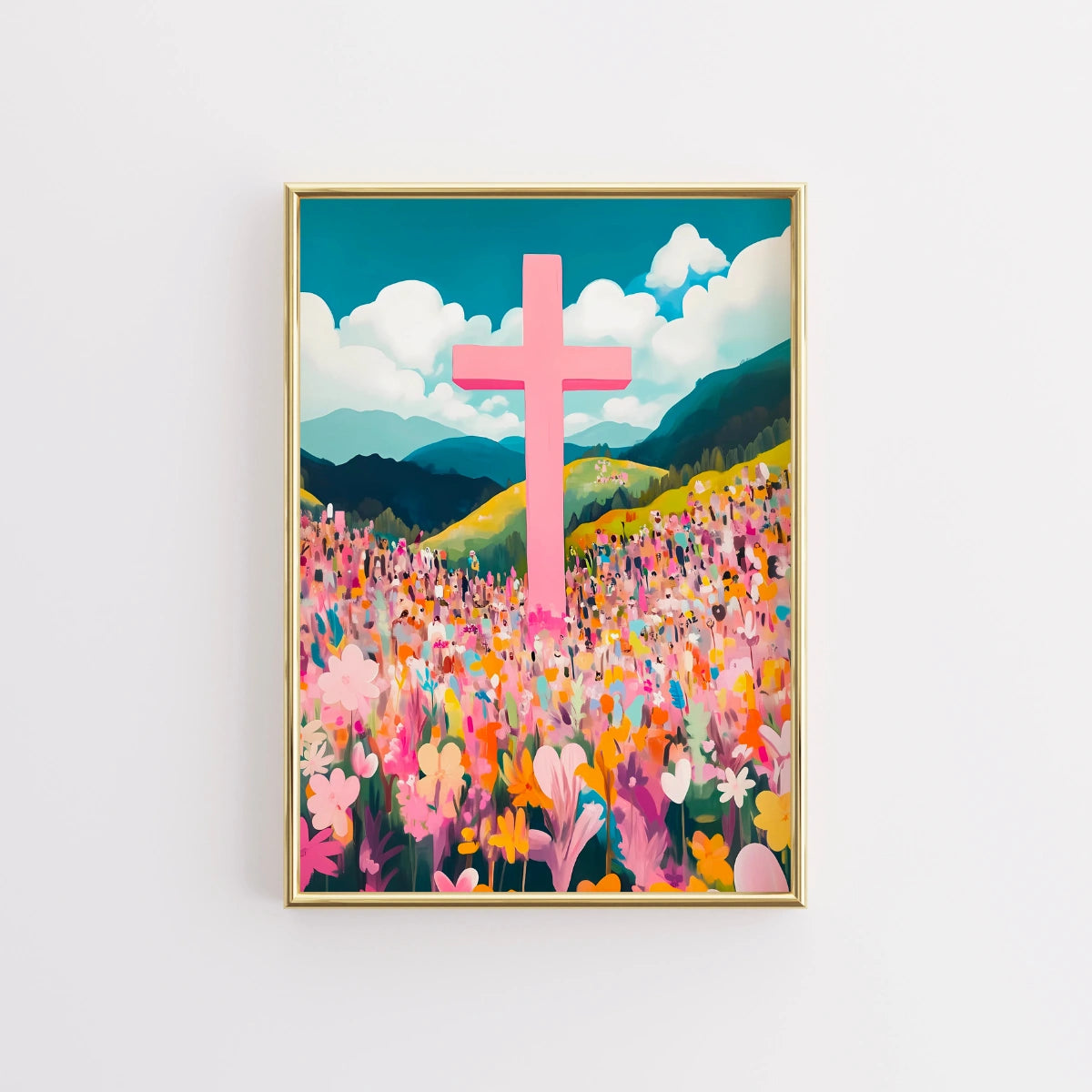 Pink Cross – Christian Landscape Wall Art