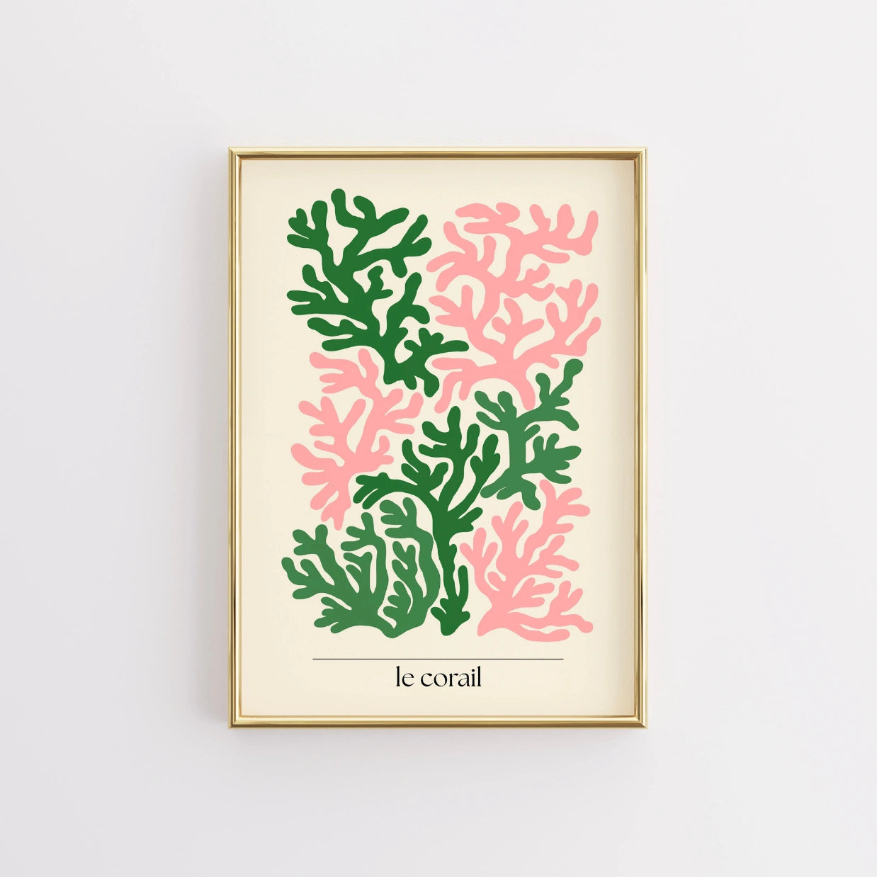 Le Corail Print – Modern Coral Wall Art in Pink and Green