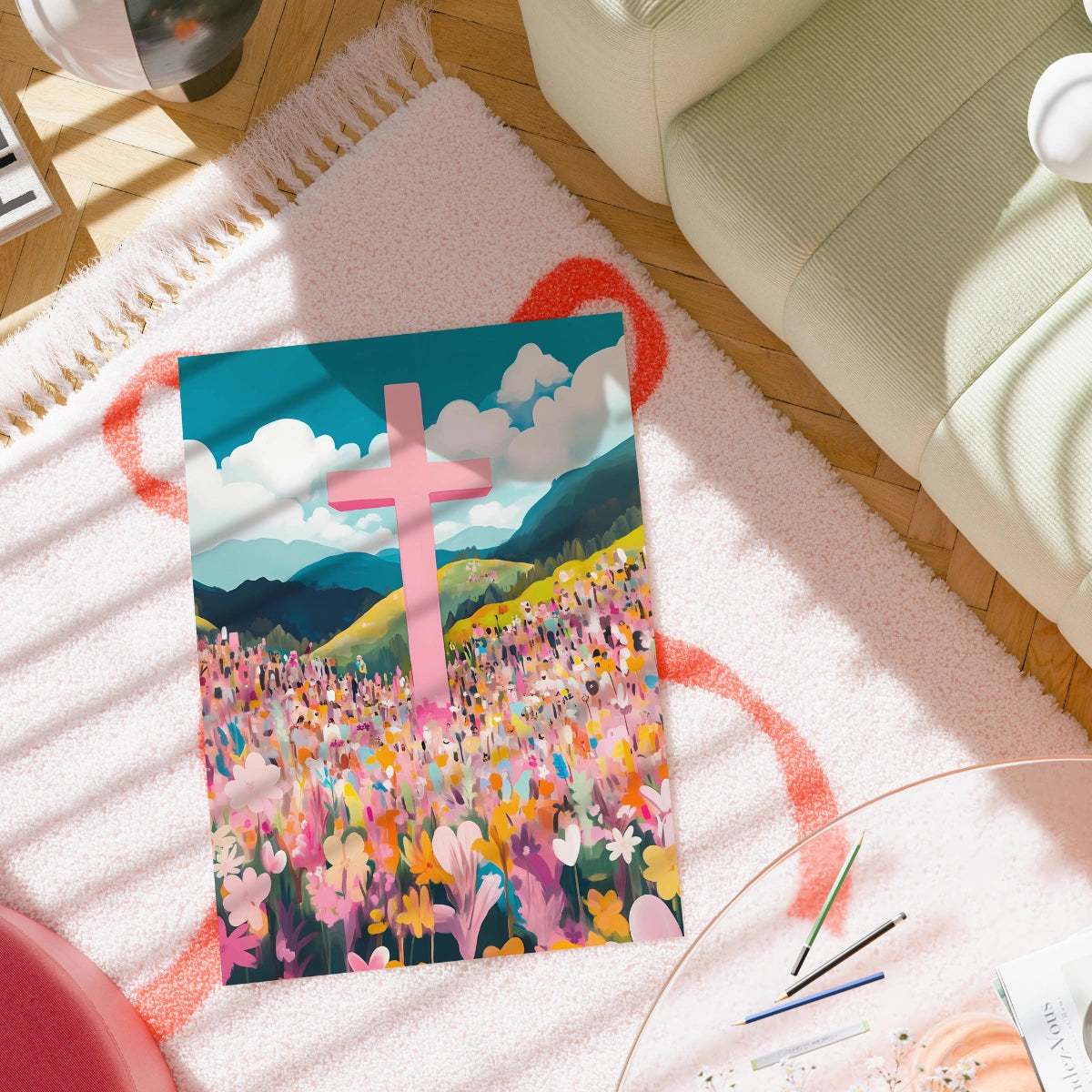 Pink Cross – Christian Landscape Wall Art