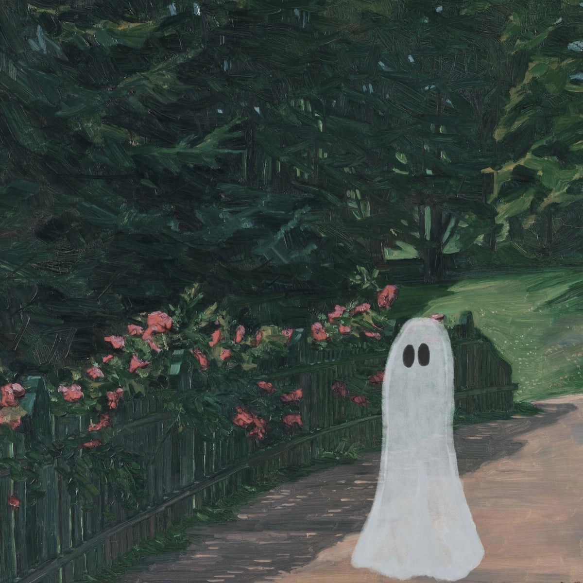 Ghost in Garden Print – Cute Halloween Decor
