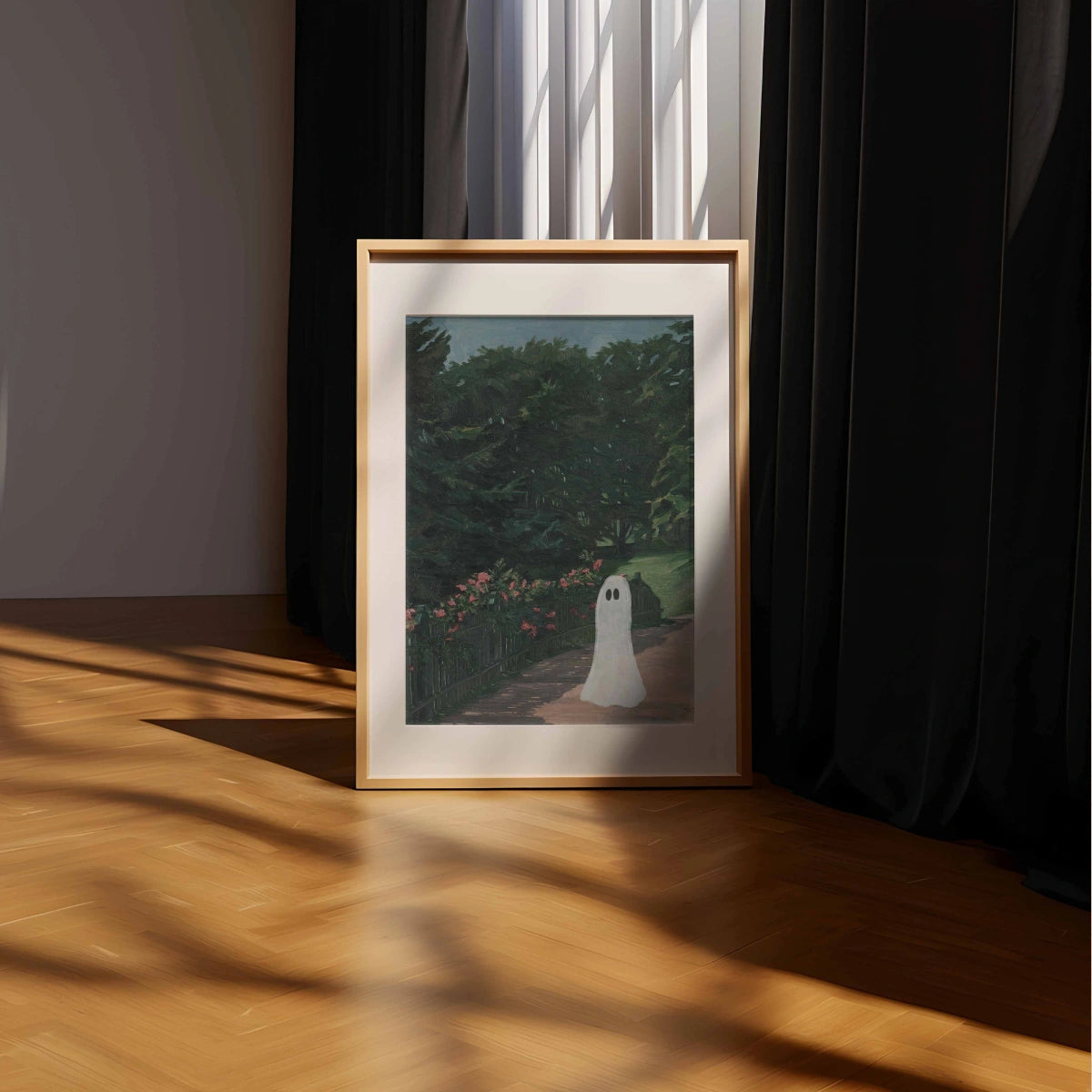 Ghost in Garden Print – Cute Halloween Decor