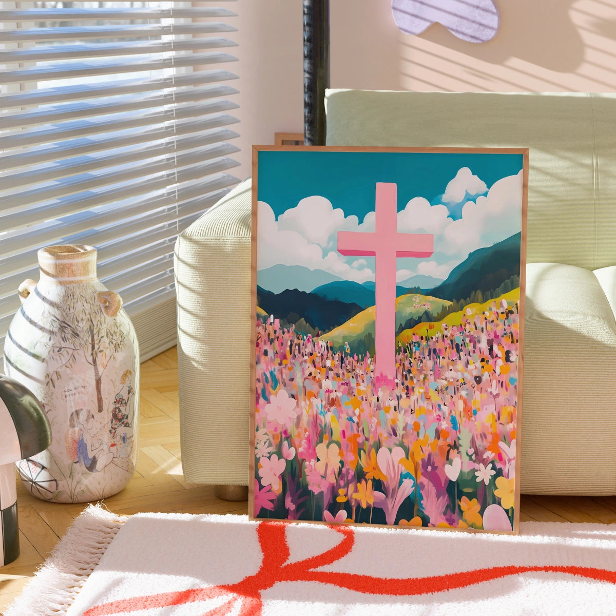 Pink Cross – Christian Landscape Wall Art