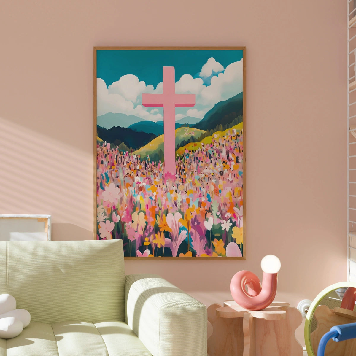 Pink Cross – Christian Landscape Wall Art