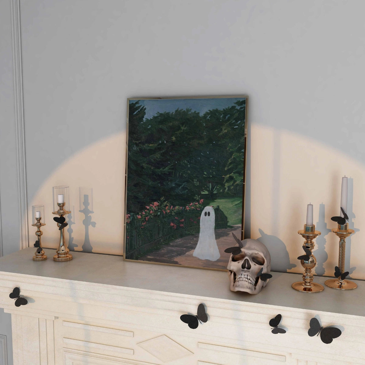 Ghost in Garden Print – Cute Halloween Decor