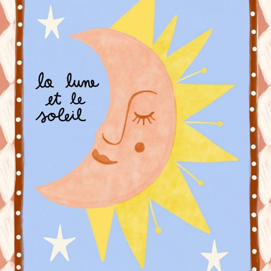 La Lune et le Soleil Nursery Print - Sun and Moon Wall Art