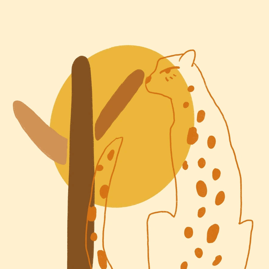 Arte murale boho con ghepardo del deserto - Stampa animale ispirata al safari minimalista 