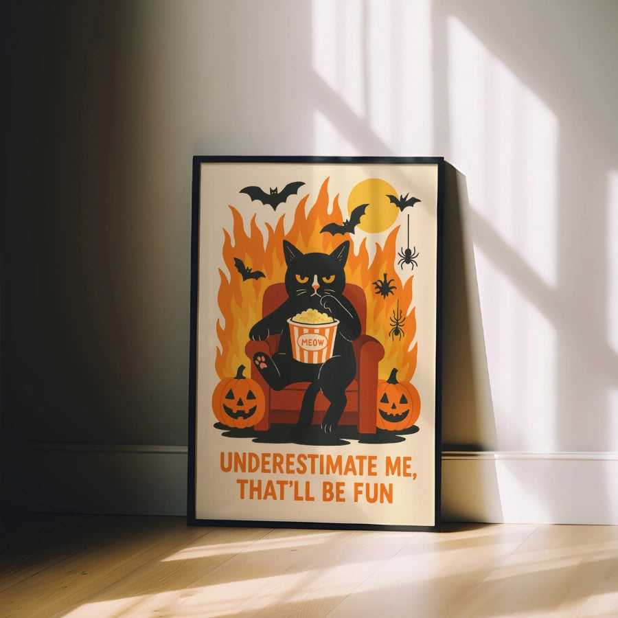 Sassy Black Cat Halloween Print – Funny Spooky Wall Art