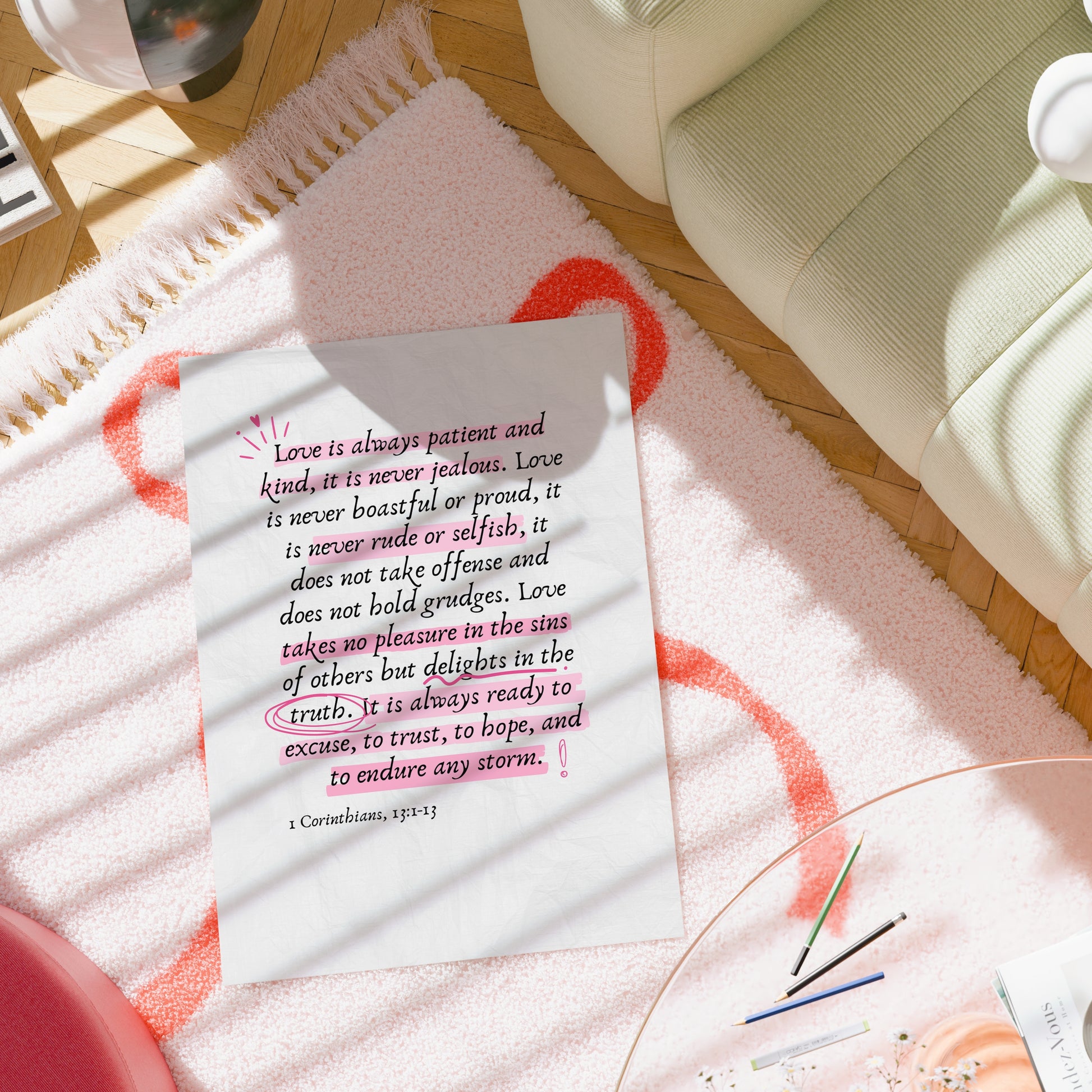 1 Corinzi 13 Wall Art – Stampa del versetto della Bibbia