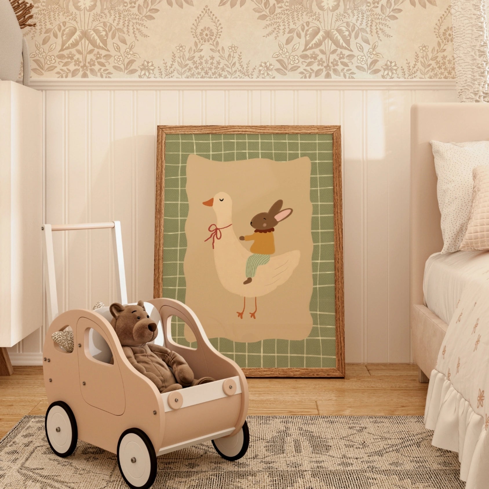 Goose and Bunny Nursery Print