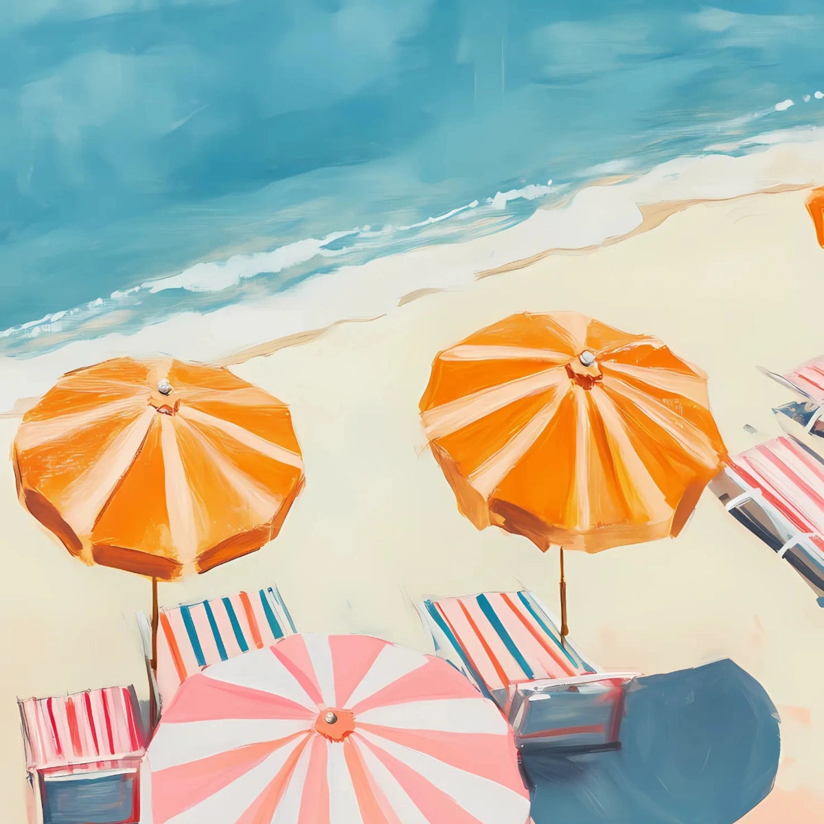 Retro Beach Umbrella Wall Art – Coastal Summer Print