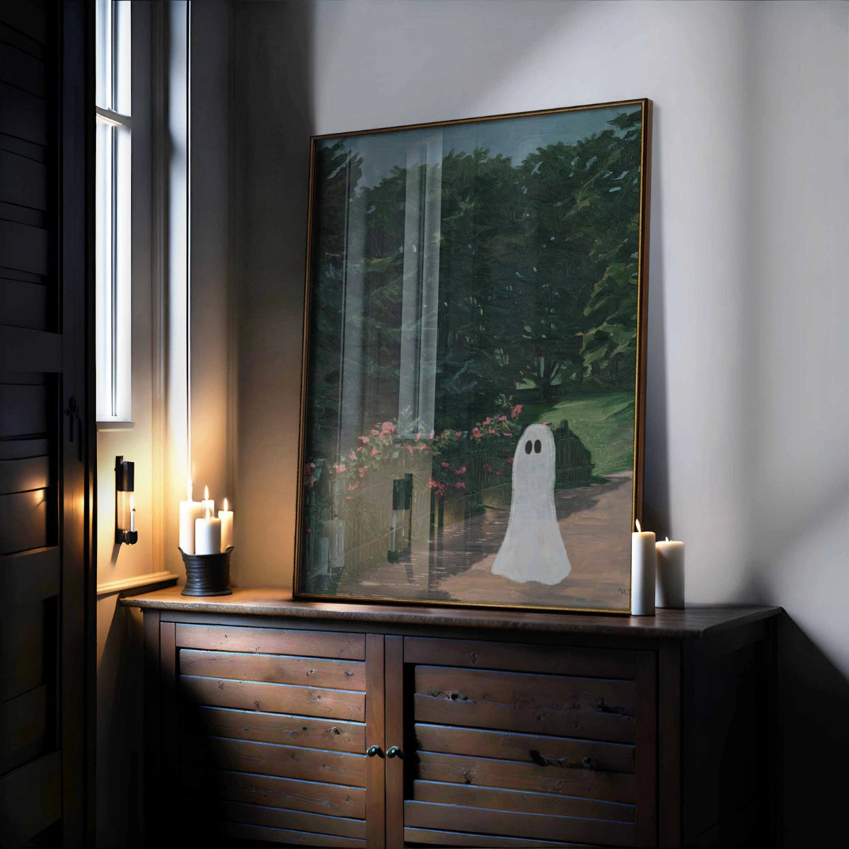 Ghost in Garden Print – Cute Halloween Decor