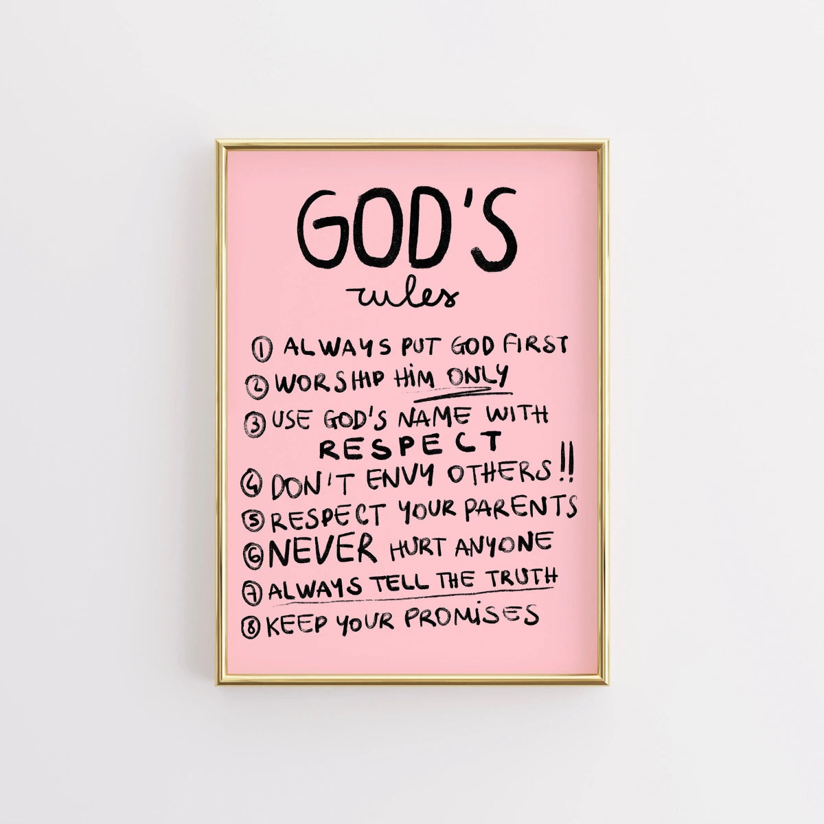 God's Rules Wall Art – Christian Commandments Poster