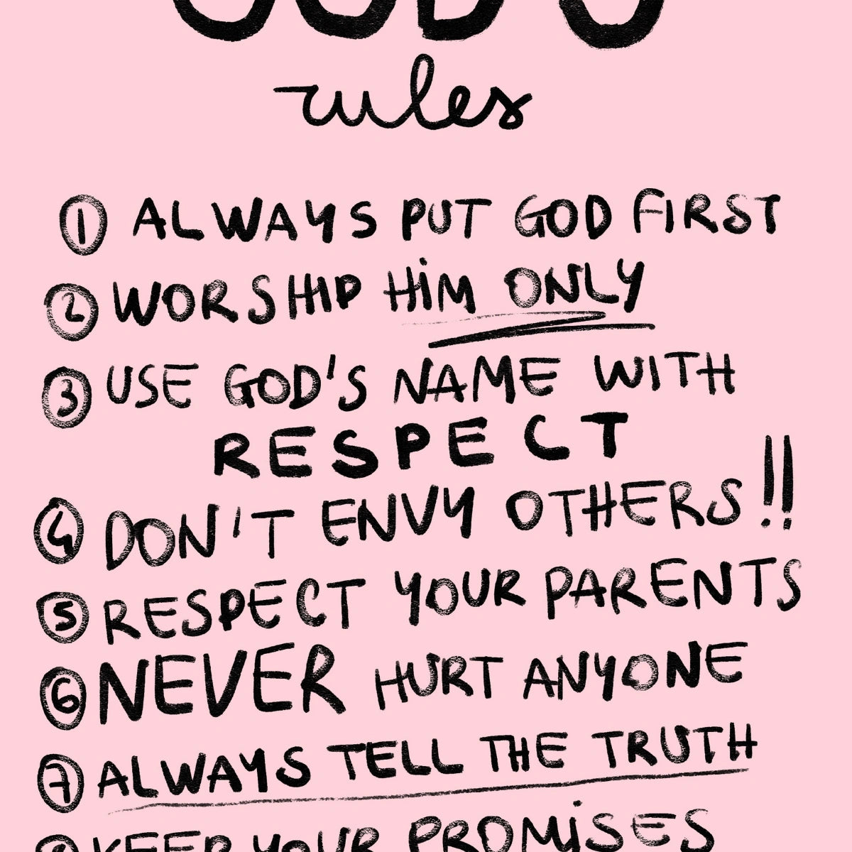 God's Rules Wall Art – Christian Commandments Poster