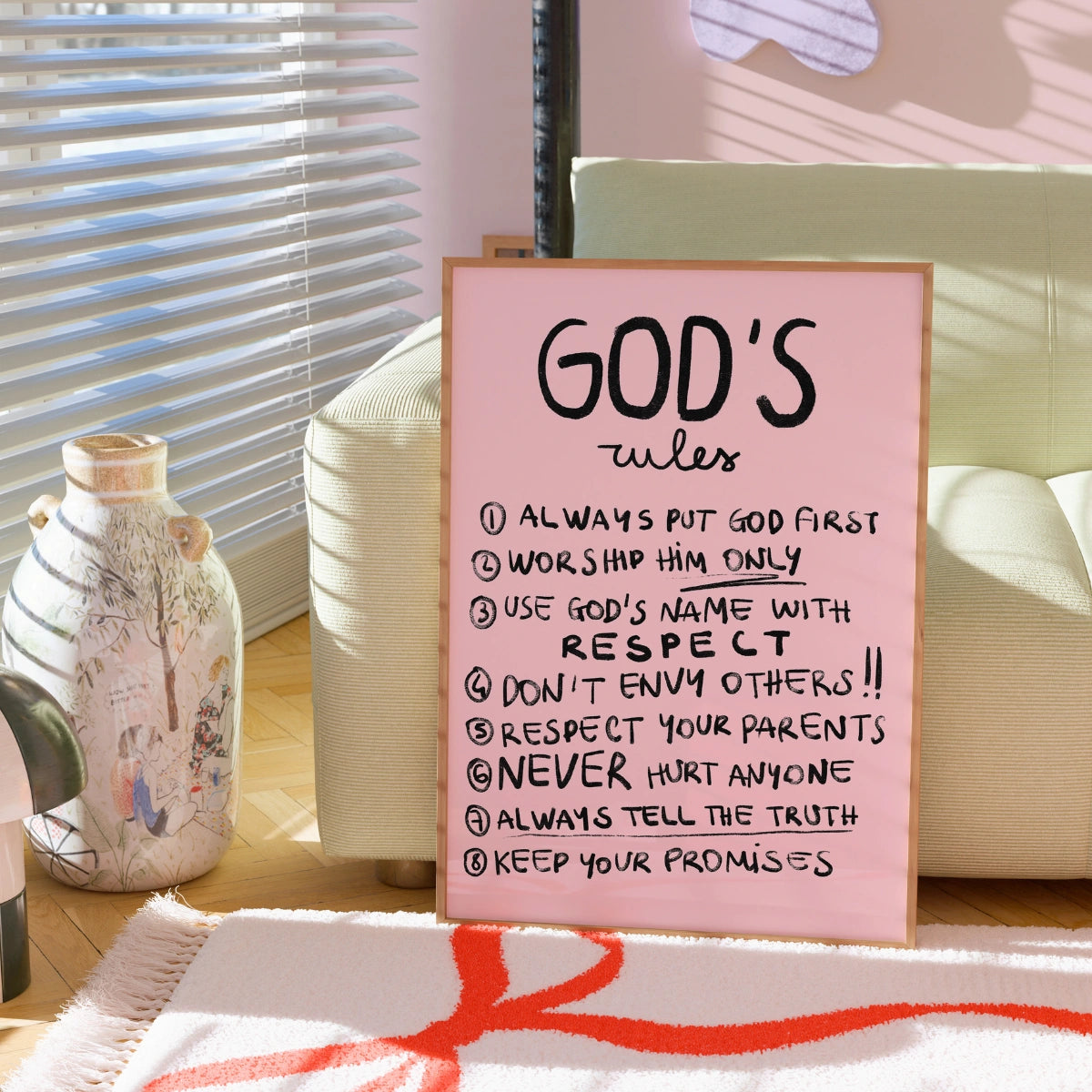 God's Rules Wall Art – Christian Commandments Poster