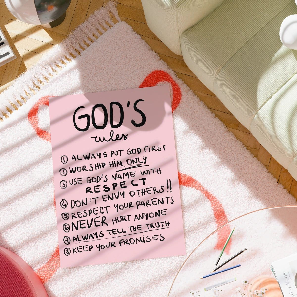 God's Rules Wall Art – Christian Commandments Poster