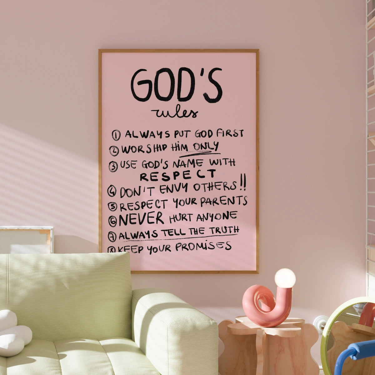 God's Rules Wall Art – Christian Commandments Poster