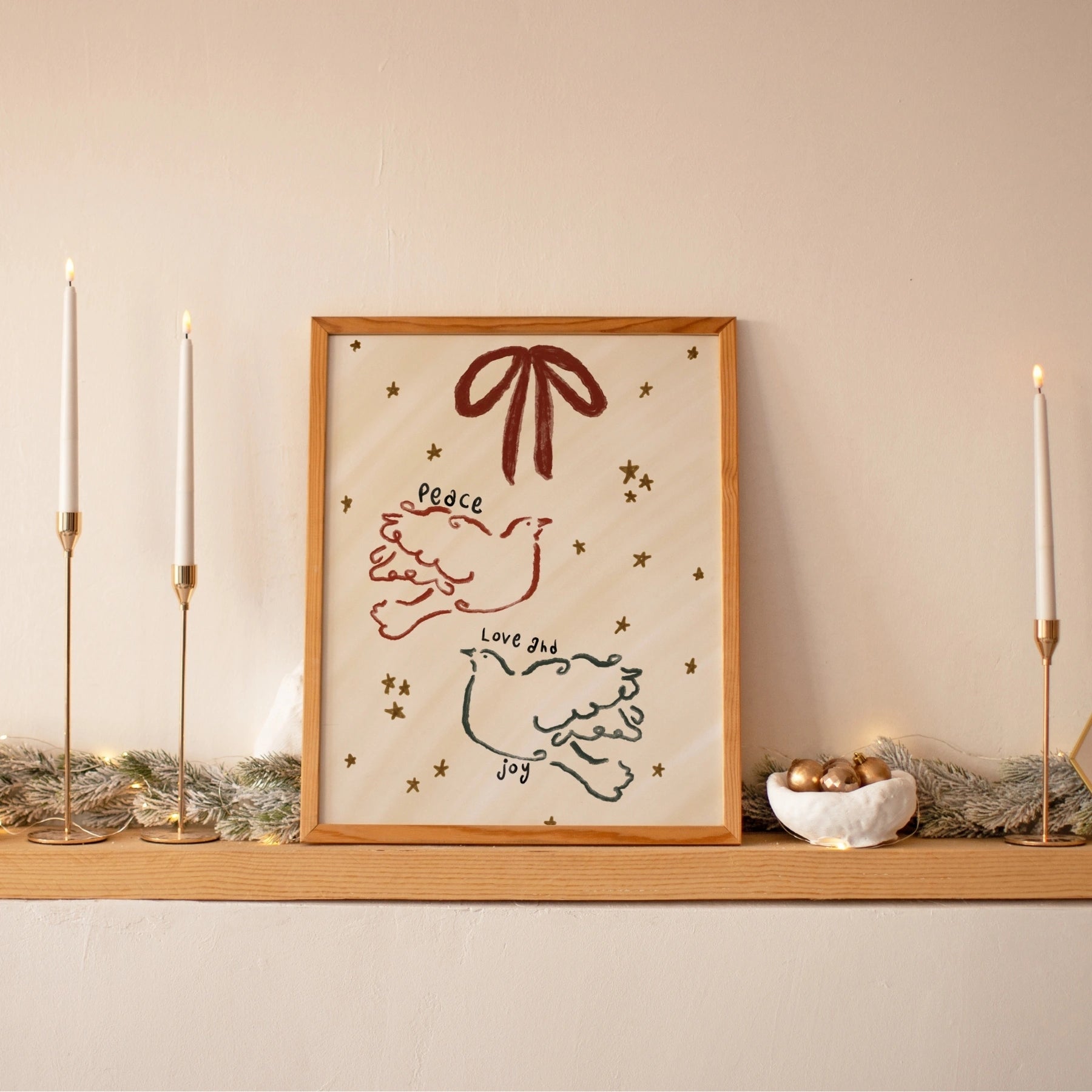 Peace Love Joy Dove Christmas Print