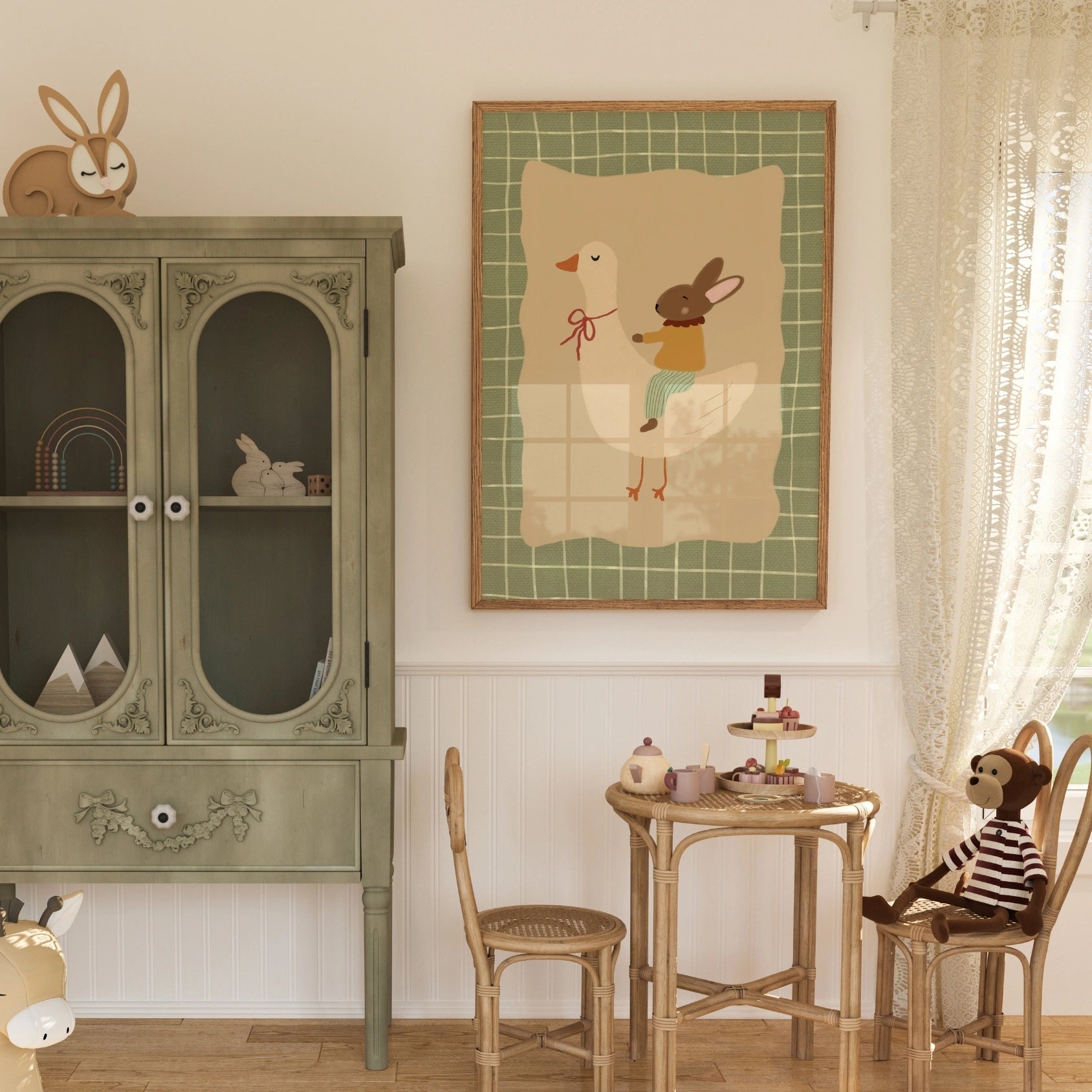 Goose and Bunny Nursery Print