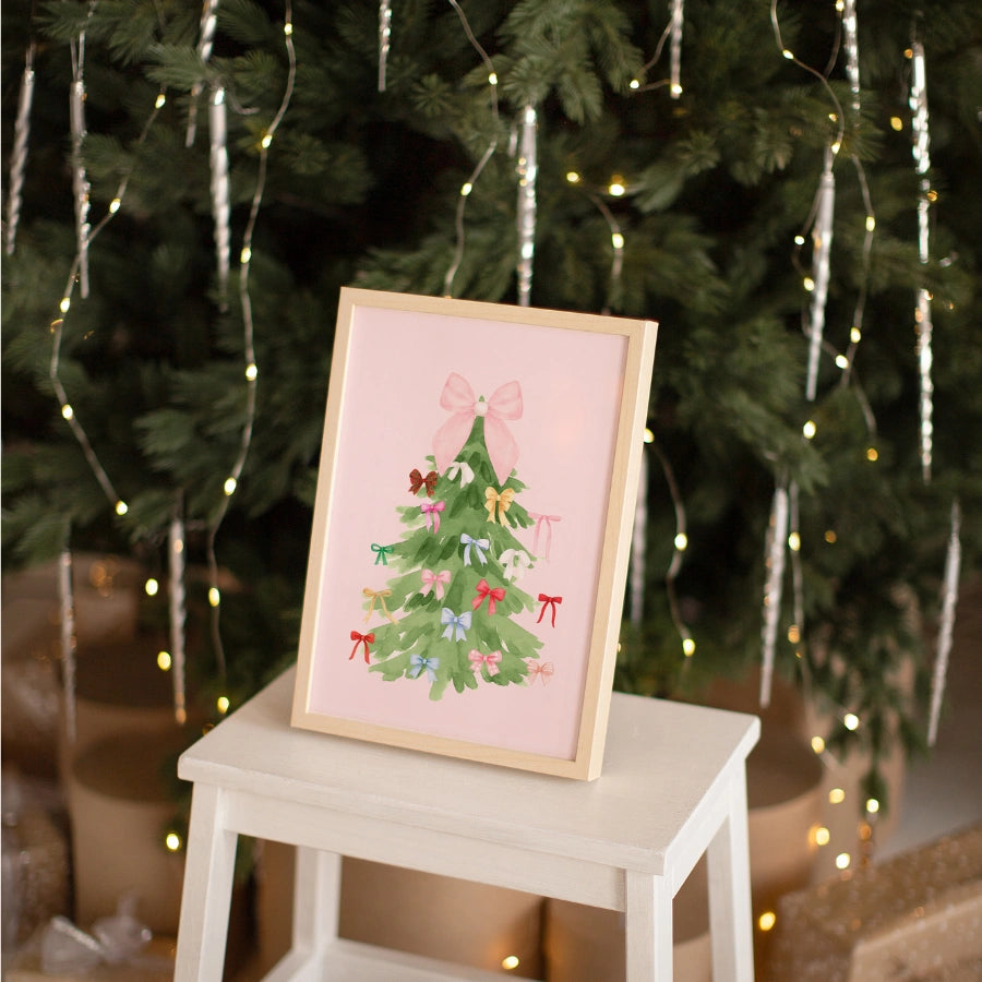 Bow Decorated Tree – Cute Holiday Print with Colorful Bows
