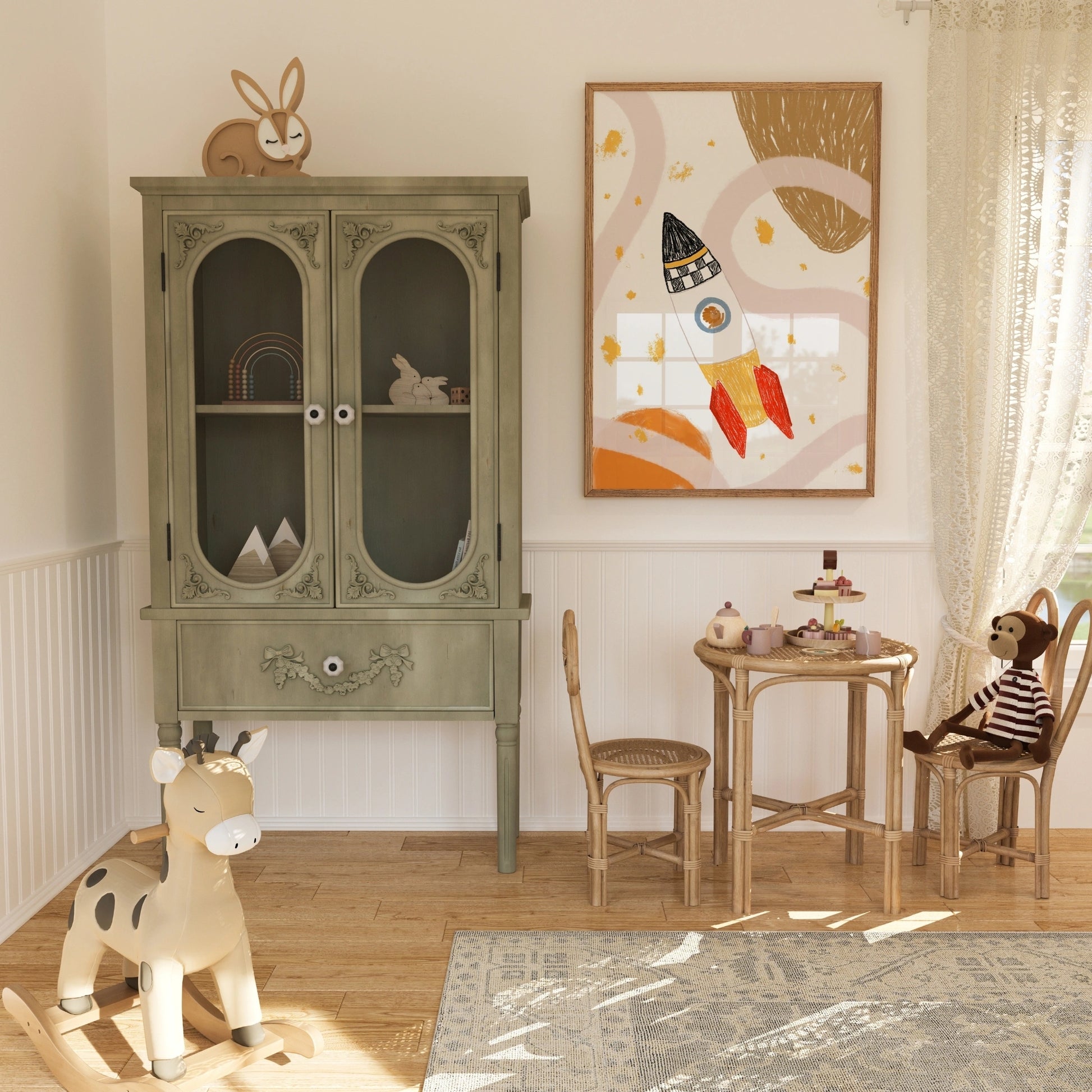 Rocket Nursery Print – Outer Space Wall Art for Kids