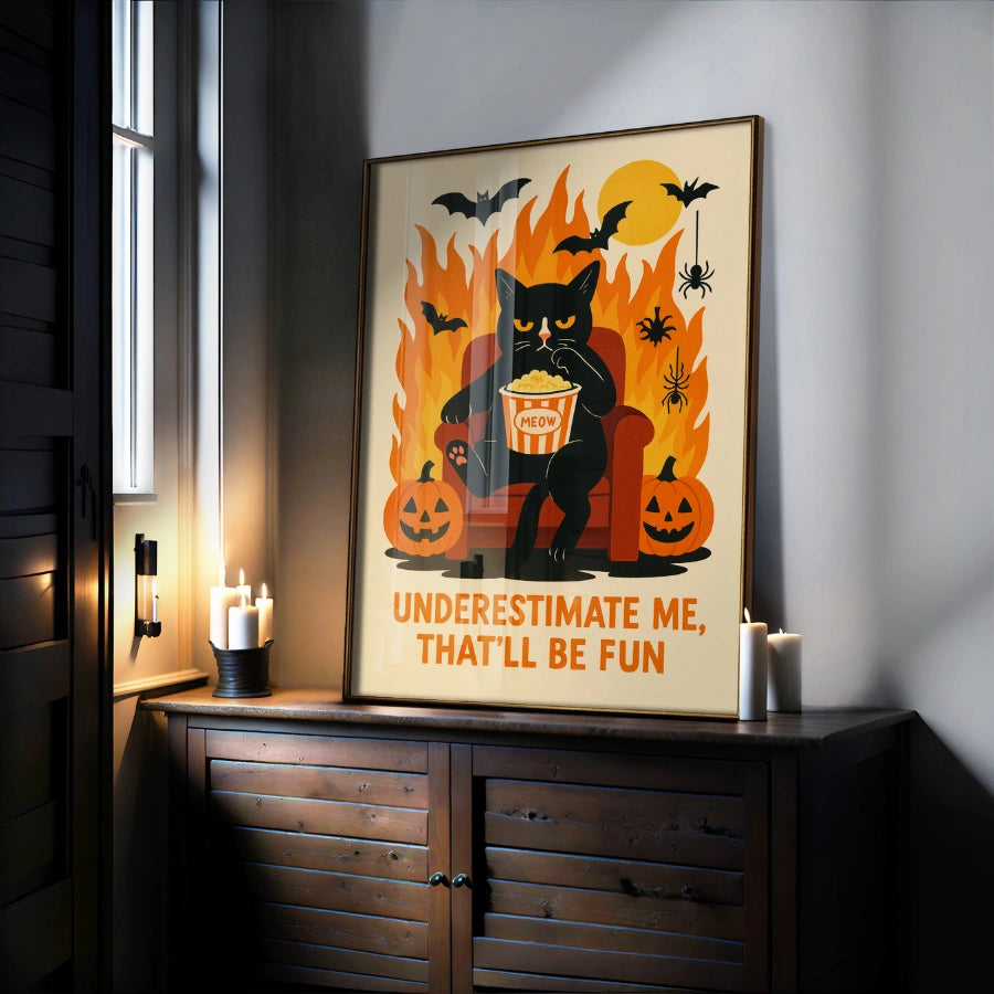 Sassy Black Cat Halloween Print – Funny Spooky Wall Art