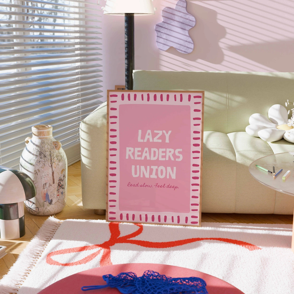 Lazy Readers Union  – Pink Bookish Print