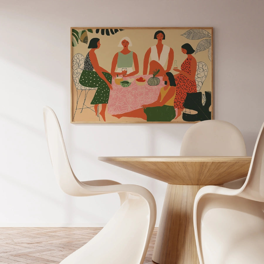 Boho Sisterhood Wall Art – Colorful Female Gathering Print
