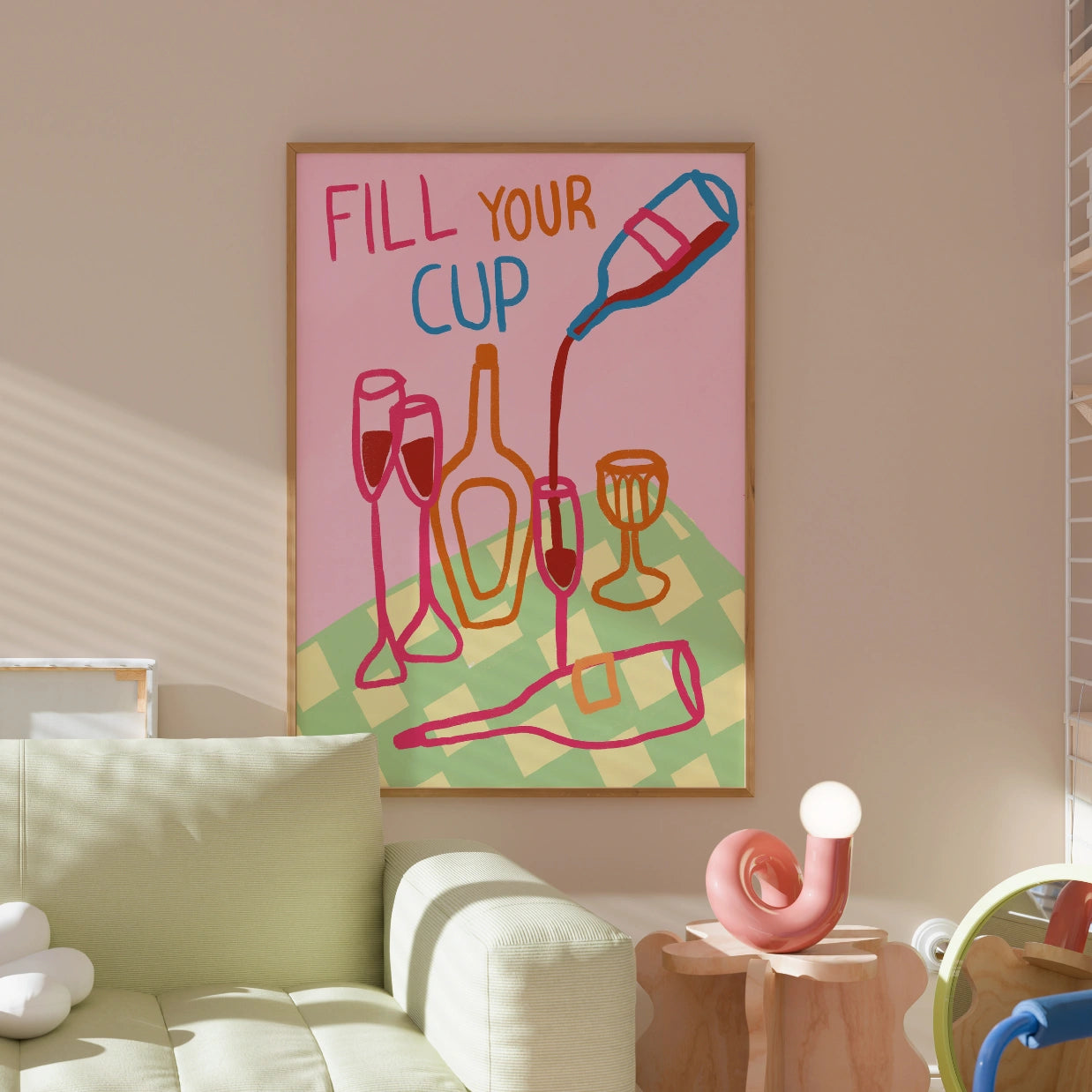 Fill Your Cup Print – Colorful Wine Bar Wall Art