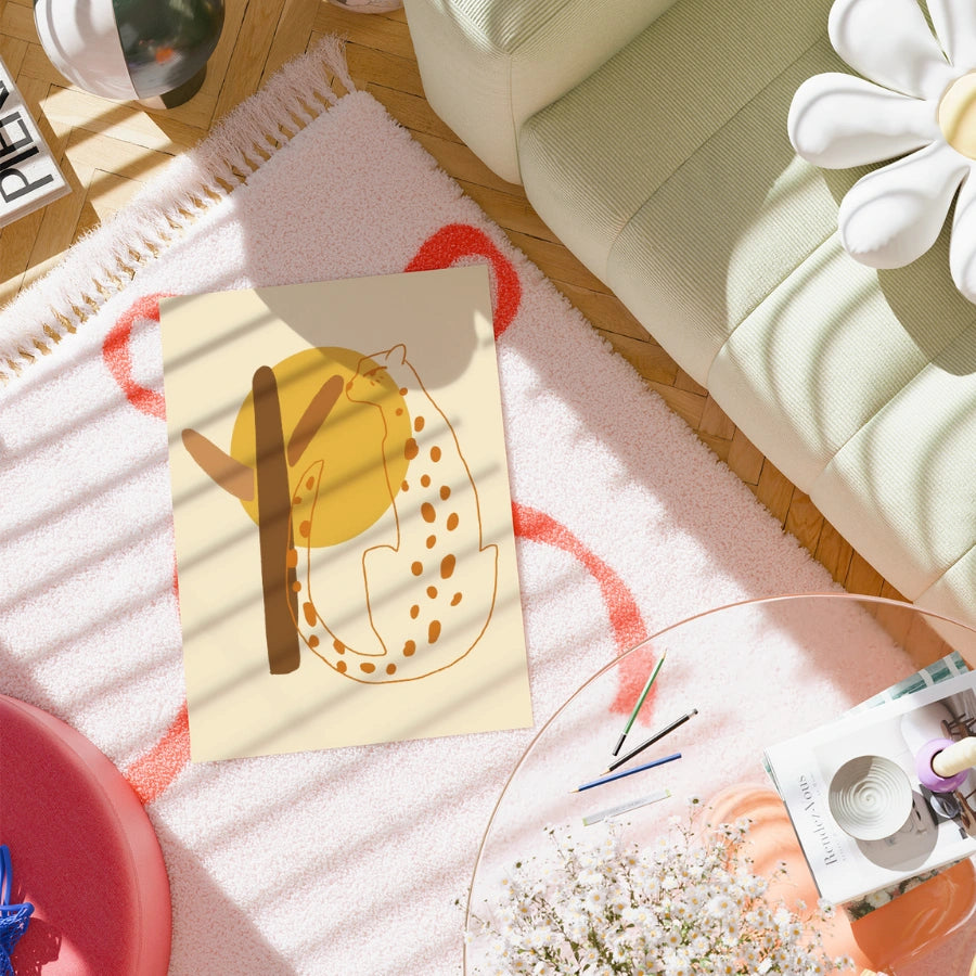 Boho-Wandbild „Wüstengepard“ – Minimalistischer Tierdruck im Safari-Stil 