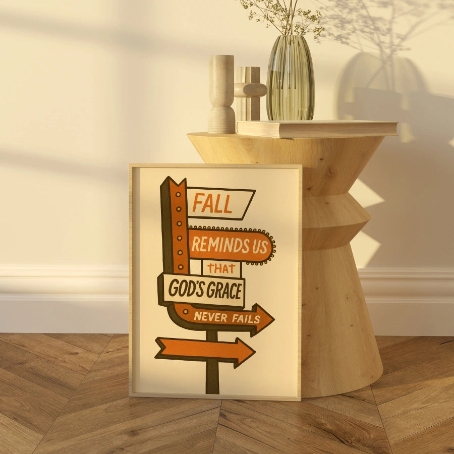 Fall Reminds Us God’s Grace Never Fails Wall Art - Faith Home Decor