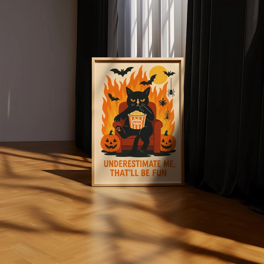 Sassy Black Cat Halloween Print – Funny Spooky Wall Art