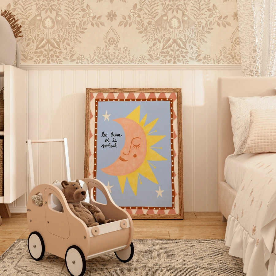 La Lune et le Soleil Nursery Print - Sun and Moon Wall Art