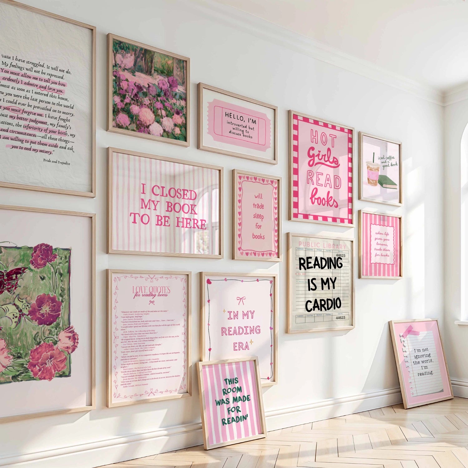 Handmade Pink Bookish Decor, over 100 prints