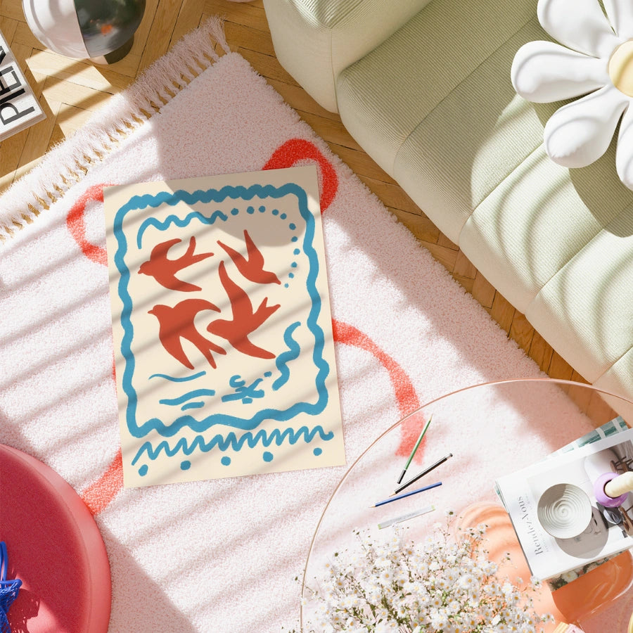 Swallow Birds Boho Wall Art – Stampa estetica bohémien 