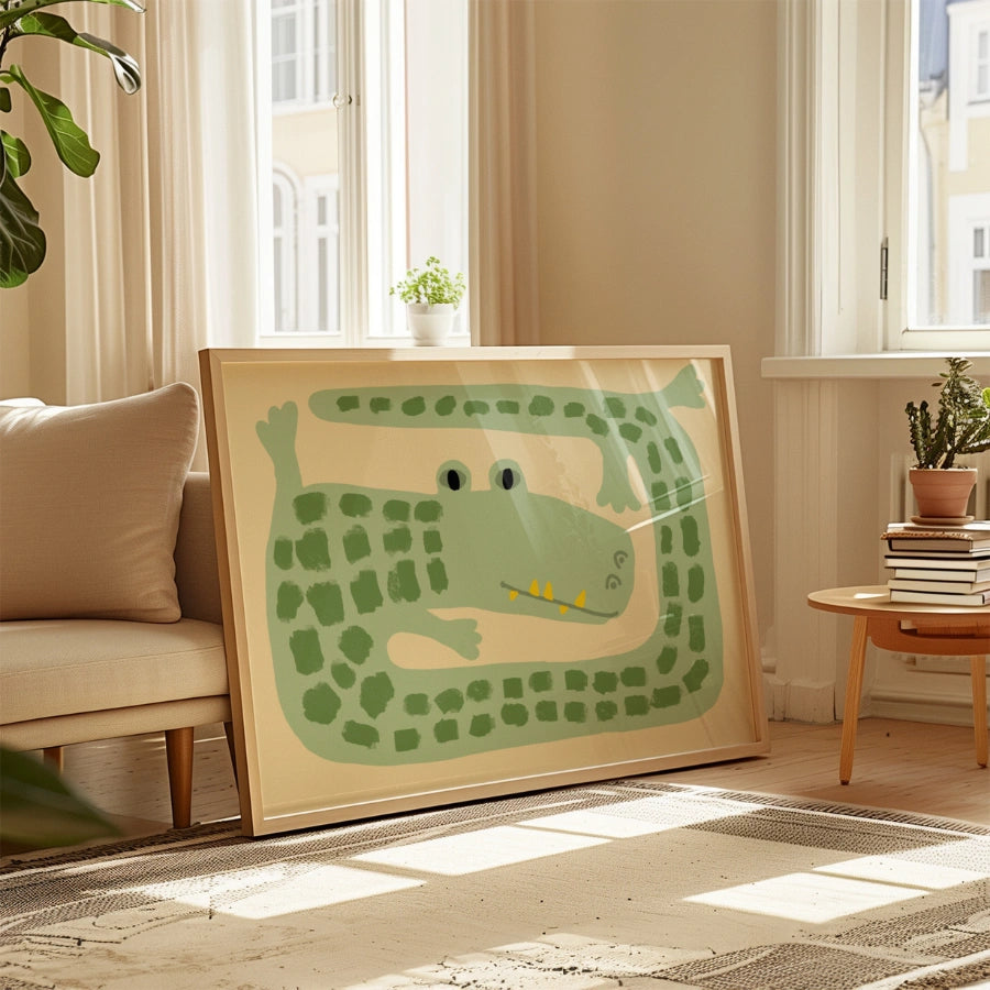 Crocodile Nursery Print – Cute Animal Wall Art for Kids