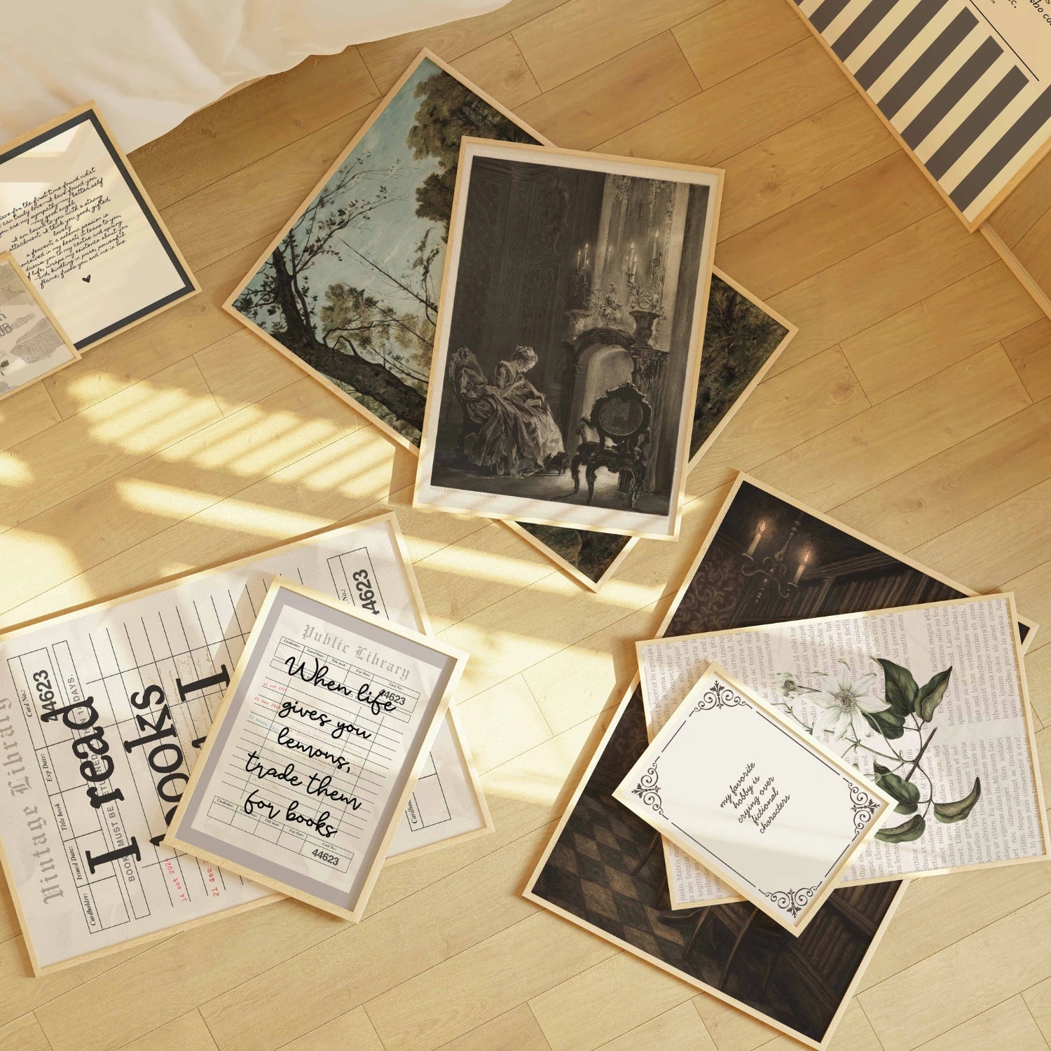 Handmade Dark Academia Bookish Decor, over 70 prints