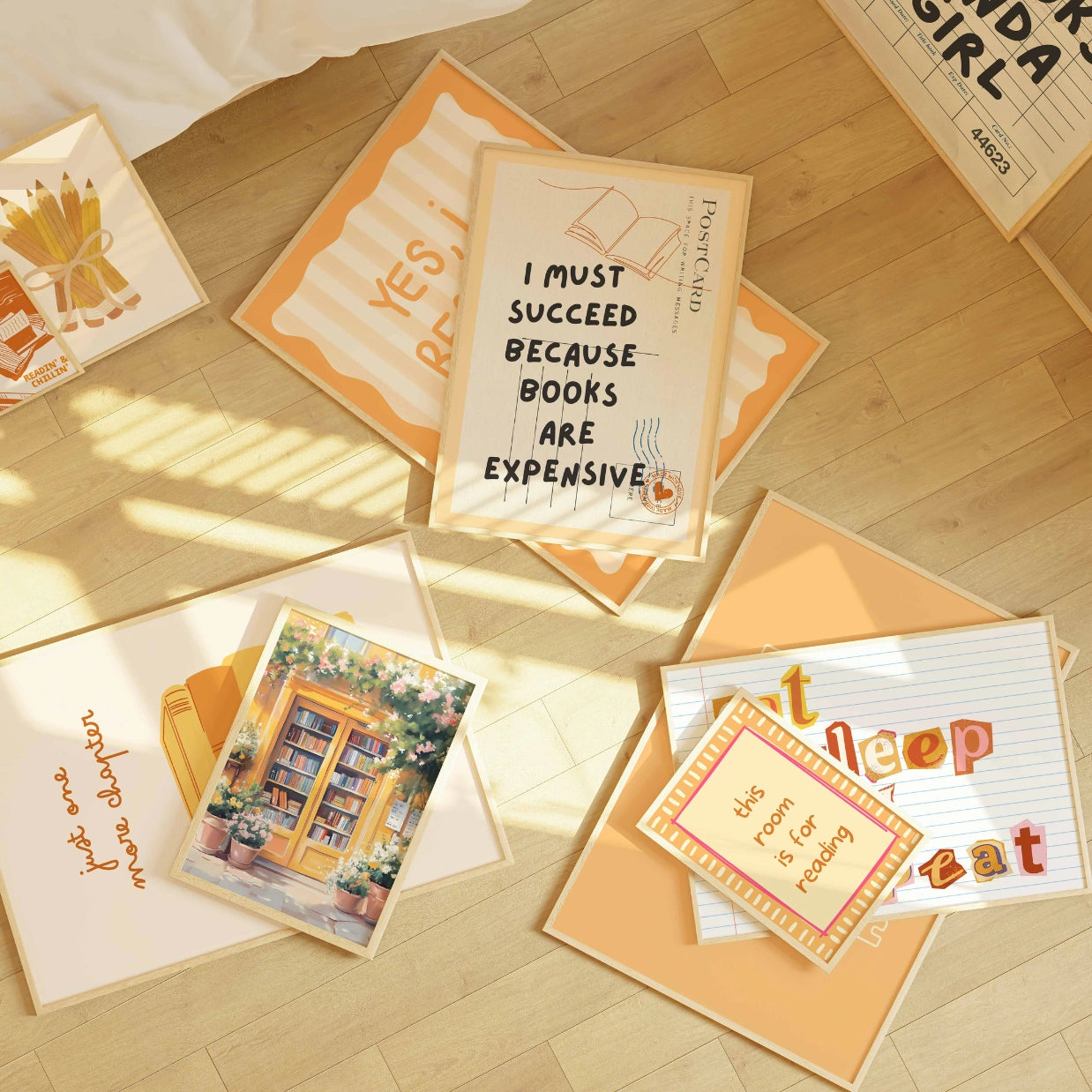 Handmade Yellow Bookish Decor, over 100 prints