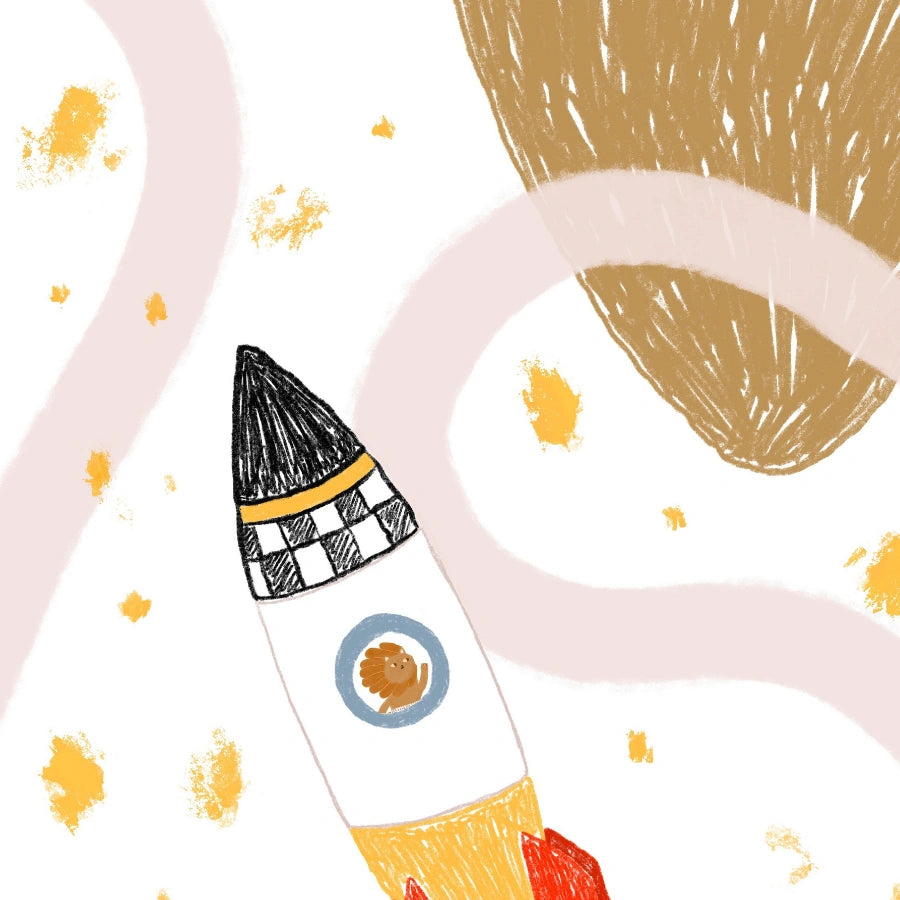 Rocket Nursery Print – Outer Space Wall Art for Kids