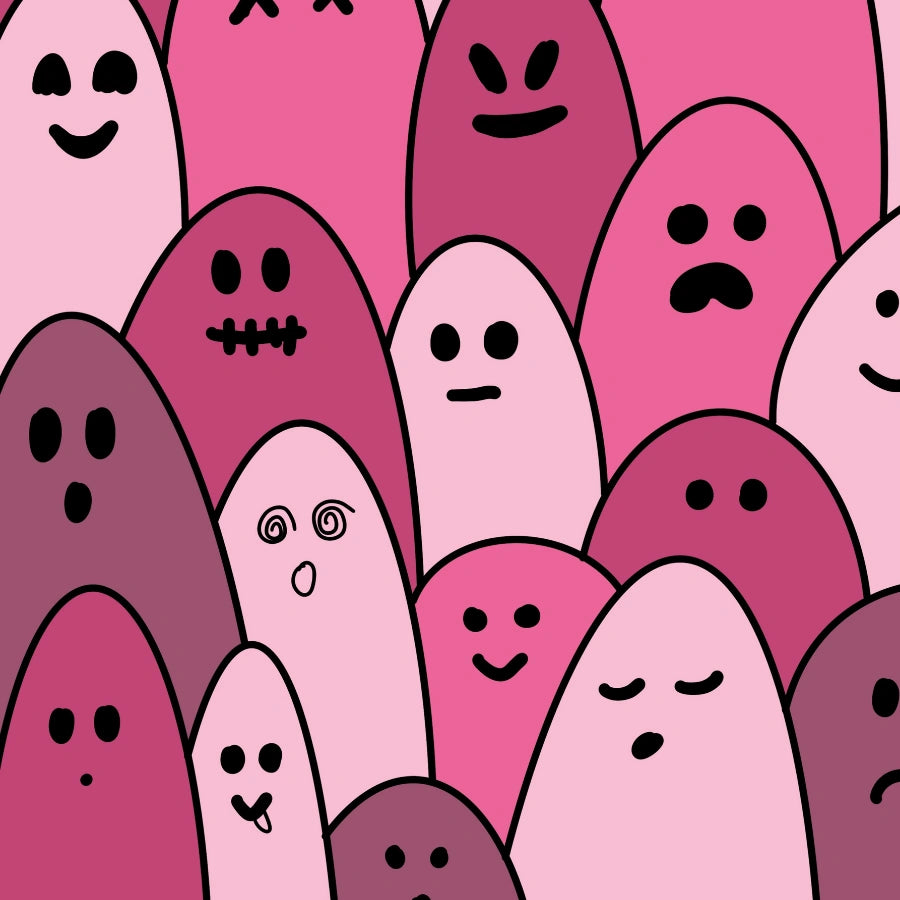 Kawaii Ghost Wall Art – Pink Halloween Print