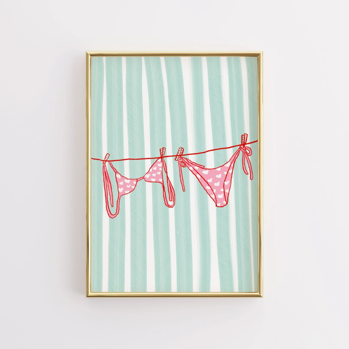 Pink Bikini Wall Art - Coastal Summer Print