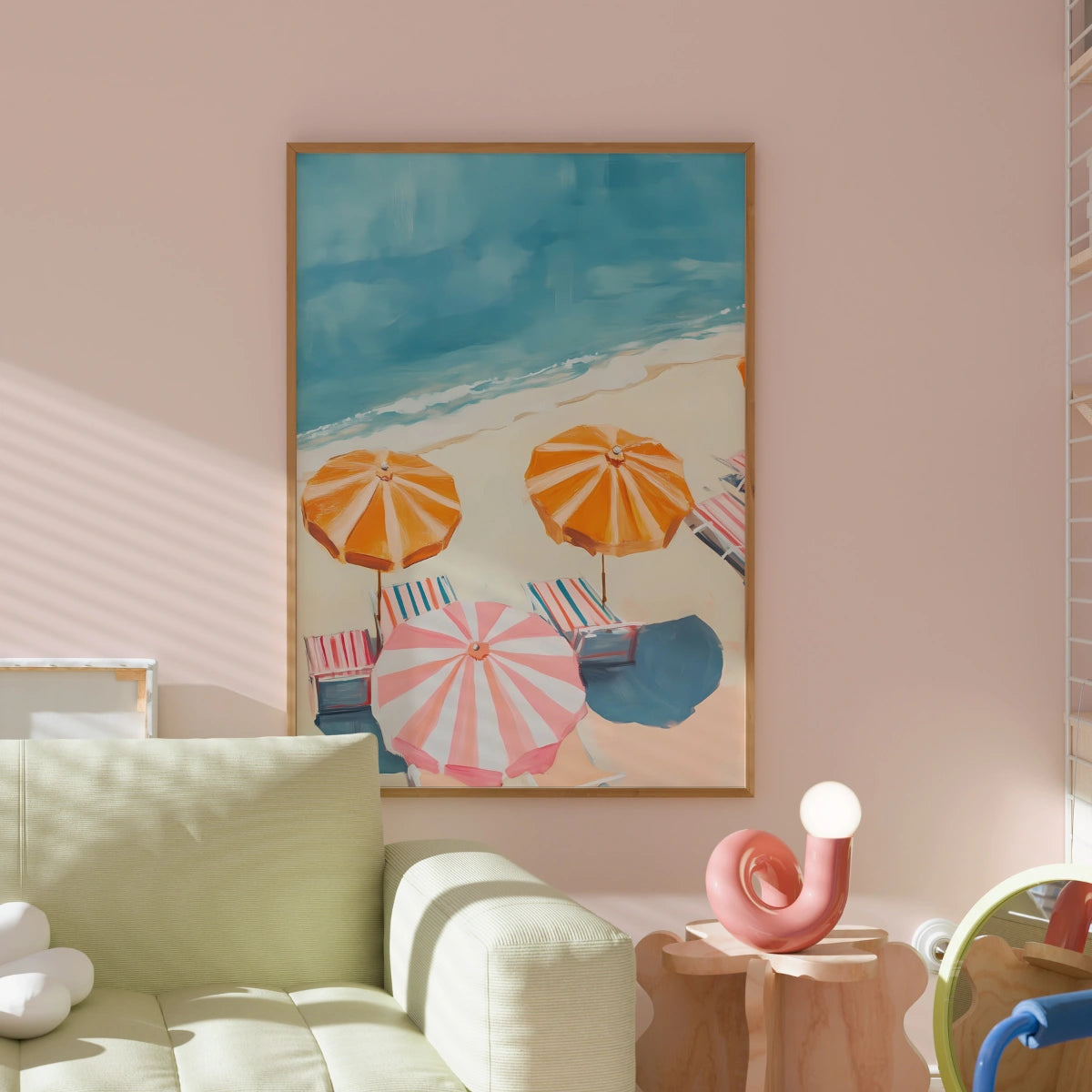 Retro Beach Umbrella Wall Art – Coastal Summer Print