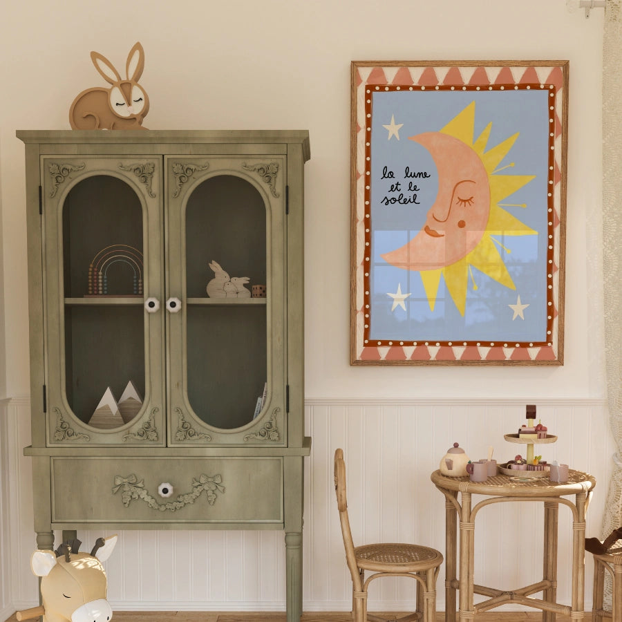 La Lune et le Soleil Nursery Print - Sun and Moon Wall Art