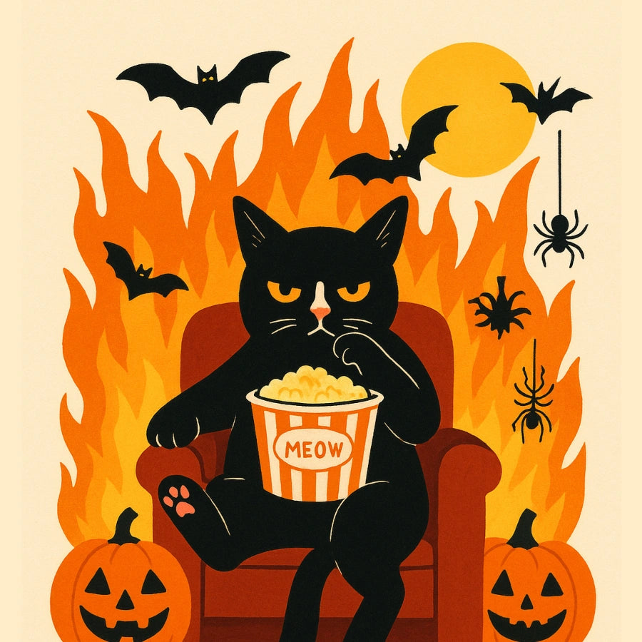 Sassy Black Cat Halloween Print – Funny Spooky Wall Art