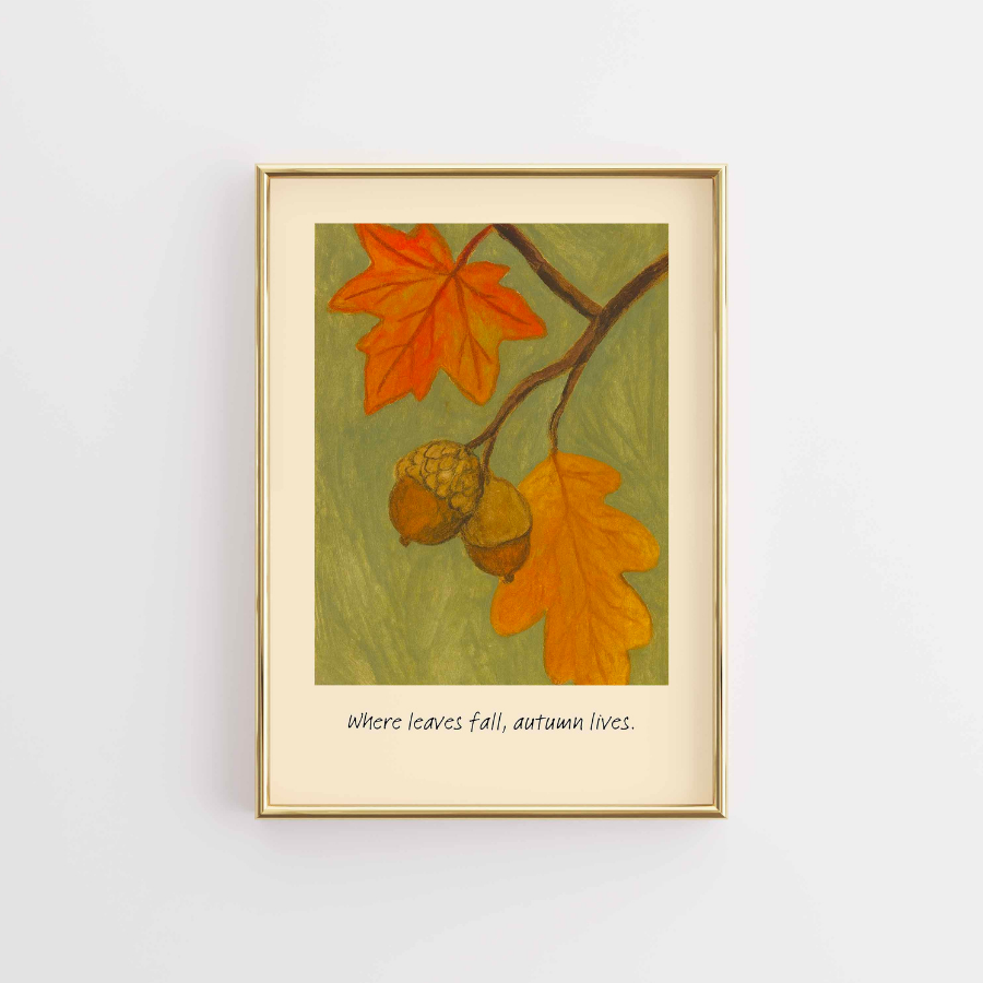 Autumn Leaves Wall Art – Cozy Fall Acorn Print