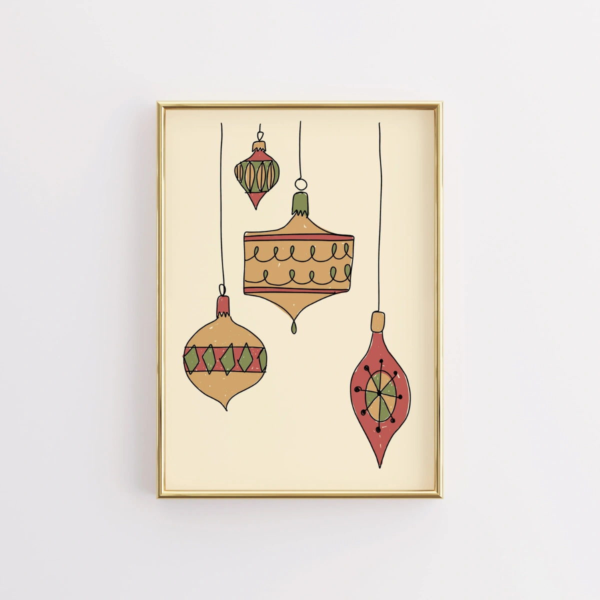 Vintage Christmas Ornaments Print