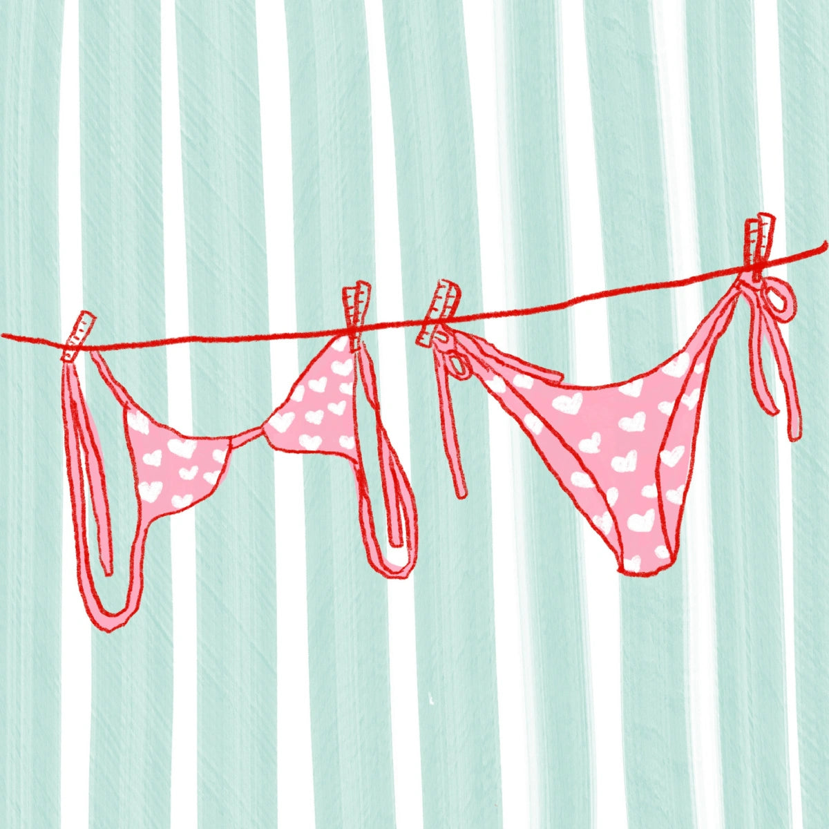 Pink Bikini Wall Art - Coastal Summer Print