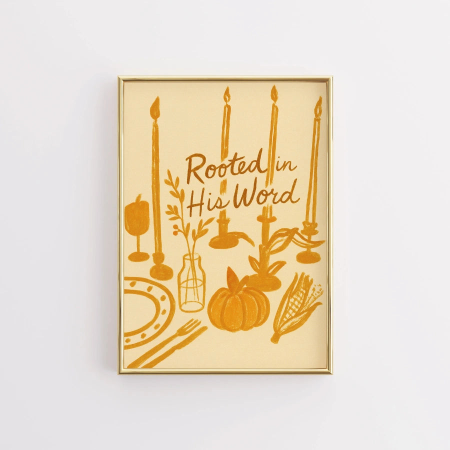 Rooted in His Word Wall Art - Autumn Christian Print