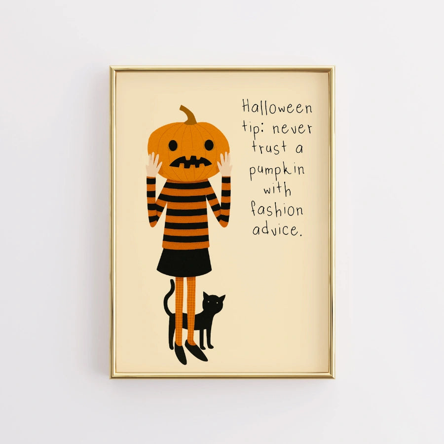Pumpkin Head Halloween Print – Funny Fashion Quote Wall Art